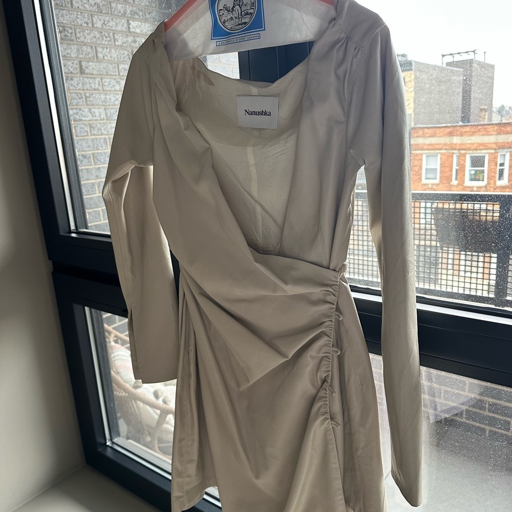 Nanushka Cream Wrap Dress